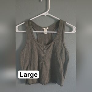 Bozzolo Ivory Ribbed Tank Crop Top Large